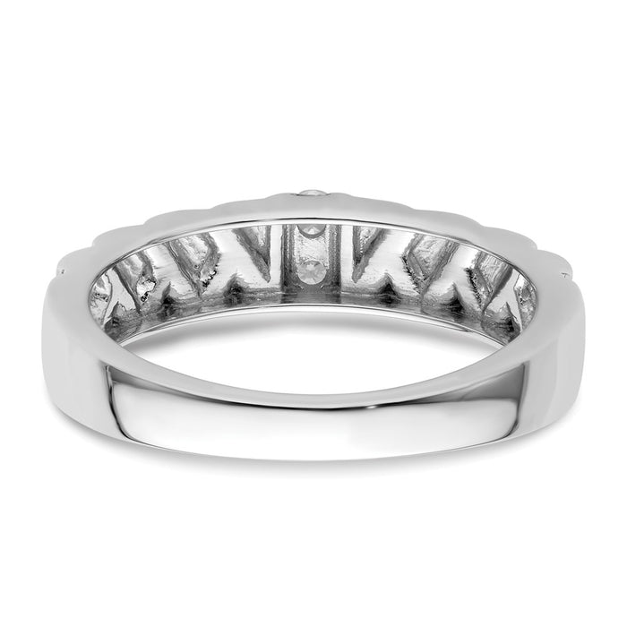 Exclusive 14K White Gold Men's Wedding Band - Stylish Polished & Satin Finish-5