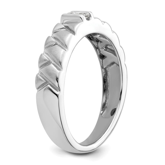 Exclusive 14K White Gold Men's Wedding Band - Stylish Polished & Satin Finish-6