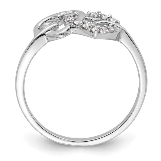 High-Quality 14K White Gold Double Heart Ring with 1/8 Carat Diamond - Stylish Value!