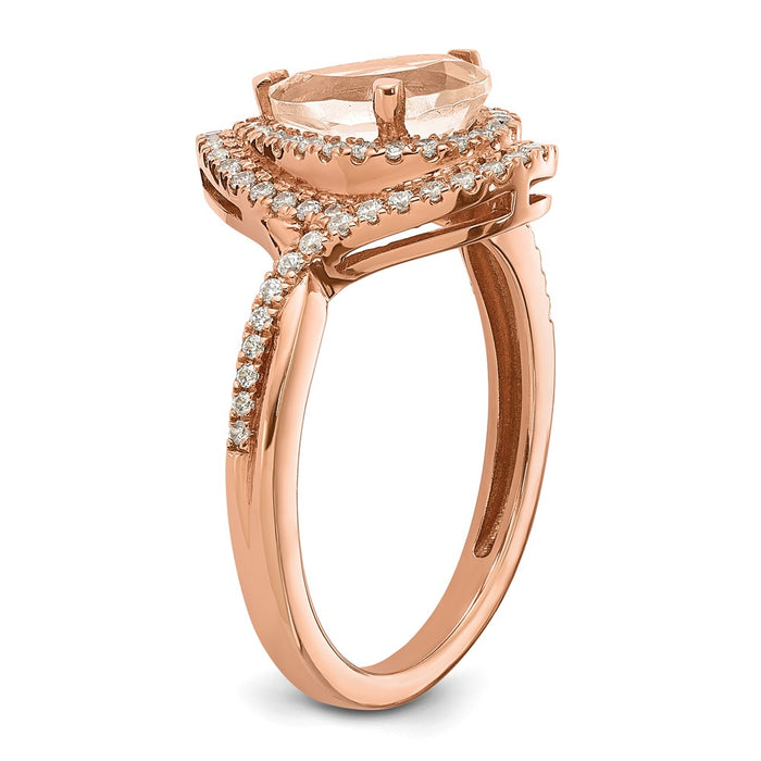 Buy Exclusive 14K Rose Gold Morganite Pear Engagement Ring - Stylish Floral Design-6