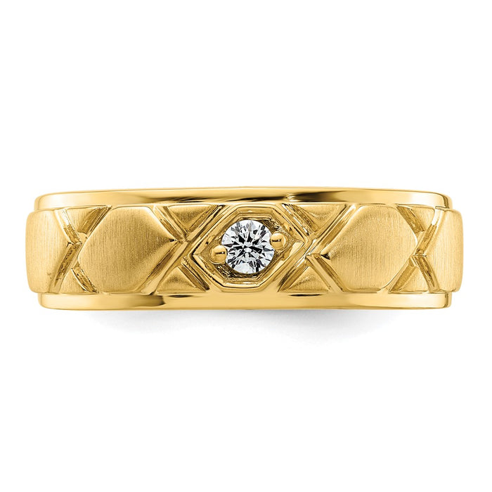 Exclusive 14K Grooved Men's Wedding Band with Diamonds - Stylish & Affordable-4