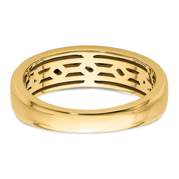 Exclusive 14K Grooved Men's Wedding Band with Diamonds - Stylish & Affordable-5