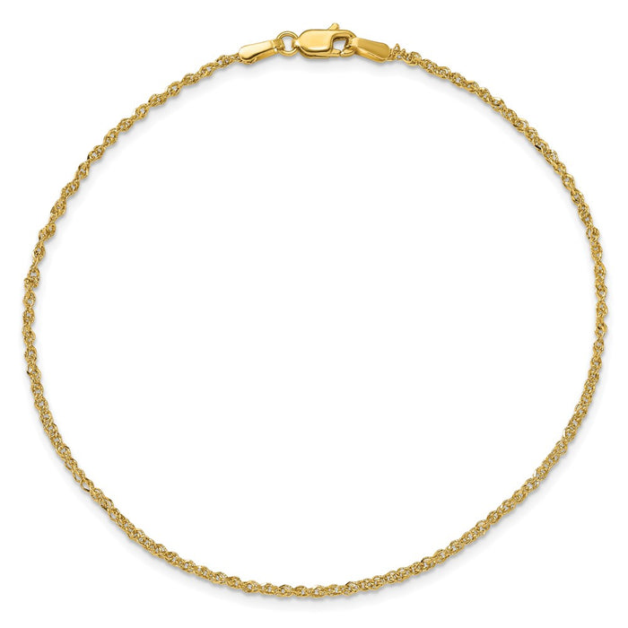 Exclusive 14K Gold 10-Inch 1.7mm Ropa Anklet - Stylish & Affordable Accessory-2