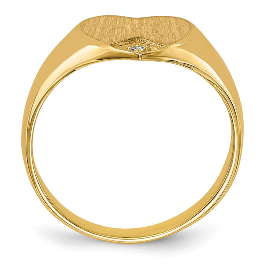 Shop Stylish 14K Gold Heart Signet Ring with 0.005ct Diamond - 9x9mm