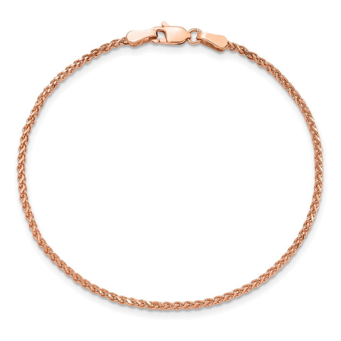 Shop 14K Rose Gold 7-Inch Diamond-Cut Spiga Bracelet - Stylish 1.7mm Design-2