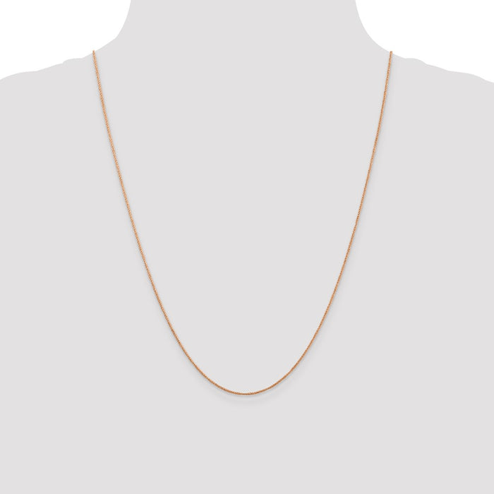 Buy Stylish 14K Rose Gold 24-Inch Ropa Chain, 0.7mm, Luxury Clasp Included-4