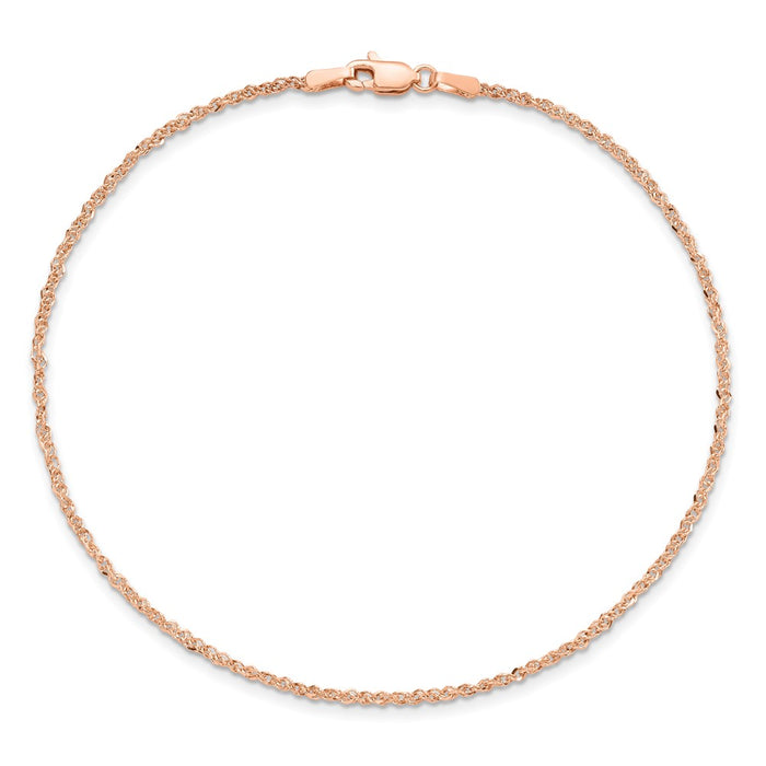 Shop 14K Rose Gold Ropa Anklet - 9-Inch, 1.7mm, Stylish Lobster Clasp-2