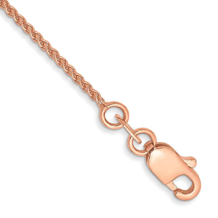 High-Quality 14K Rose Gold 9-Inch Solid Polished 1mm Spiga Anklet - Affordable Luxury!-1