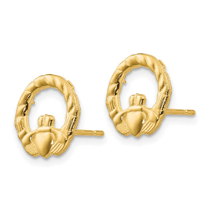Exclusive 14K Gold Claddagh Stud Earrings - Stylish & Affordable Luxury-2