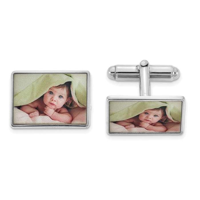 Buy Stylish Sterling Silver Rhodium-Plated Cufflinks | Small Rectangle Design-1