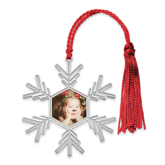Buy Exclusive Rhodium-Plated Sterling Silver Snowflake Photo Ornament | Stylish Gift-1
