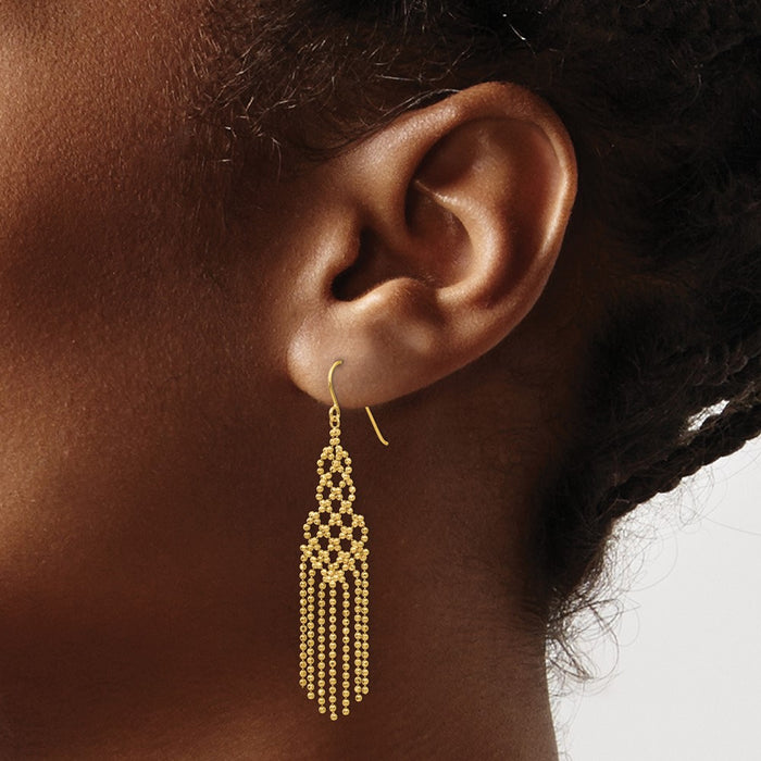 Buy Stylish 14K Gold Beaded Chain Earrings - Luxury Accessory, Perfect Value-3
