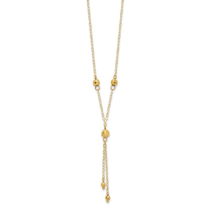 Shop Stylish 14K Yellow Gold Beaded Lariat Necklace - 2-Inch Extension-2