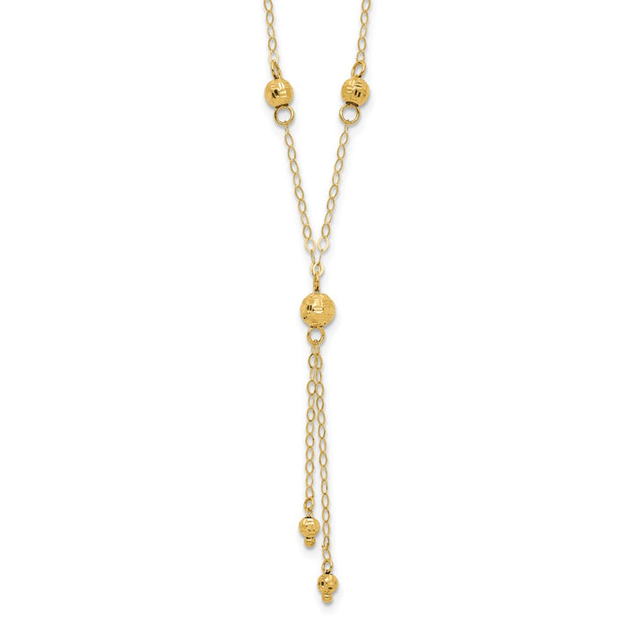 Shop Stylish 14K Yellow Gold Beaded Lariat Necklace - 2-Inch Extension-1