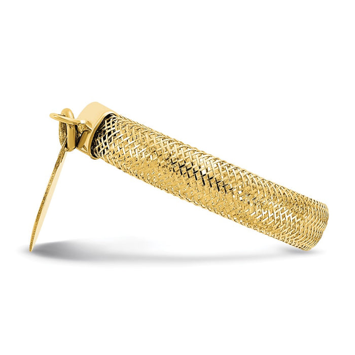 Shop 14K Gold Polished Heart Charm Ring - Stylish Woven Mesh Stretch Design-3