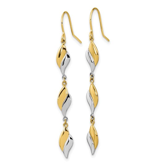 Shop Stylish 14K Two-Tone Polished Wavy Drop Earrings - Luxury Design