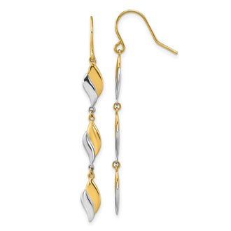 Shop Stylish 14K Two-Tone Polished Wavy Drop Earrings - Luxury Design