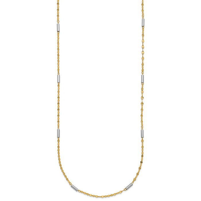 Designer 14K Two-Tone Diamond-Cut Mini Bar Link Necklace - Stylish Value!-2