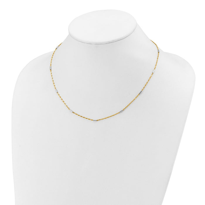 Designer 14K Two-Tone Diamond-Cut Mini Bar Link Necklace - Stylish Value!-3