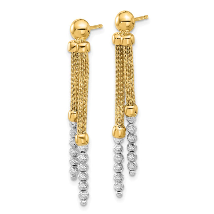 Buy Designer 14K Two-Tone Polished Diamond-Cut Beaded Dangle Earrings-2