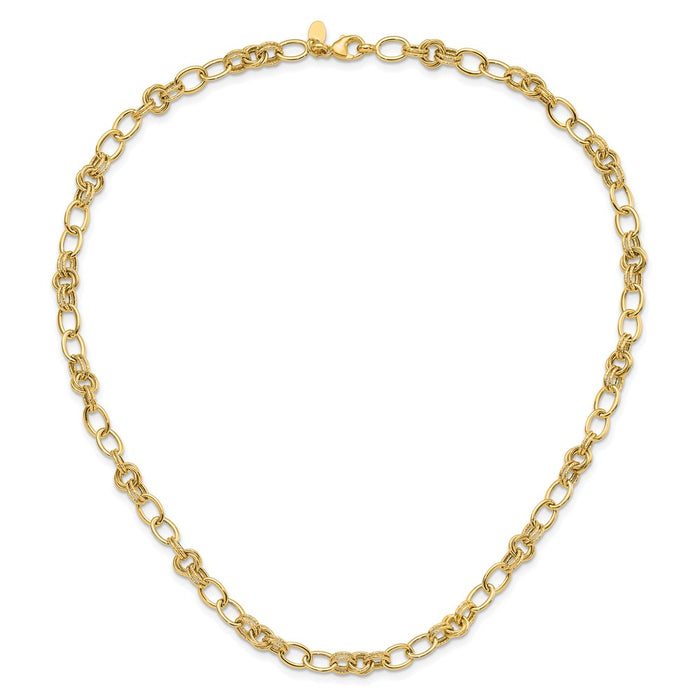 Shop 14K Gold Polished & Textured Elegant Link Necklace - Stylish Value!-3