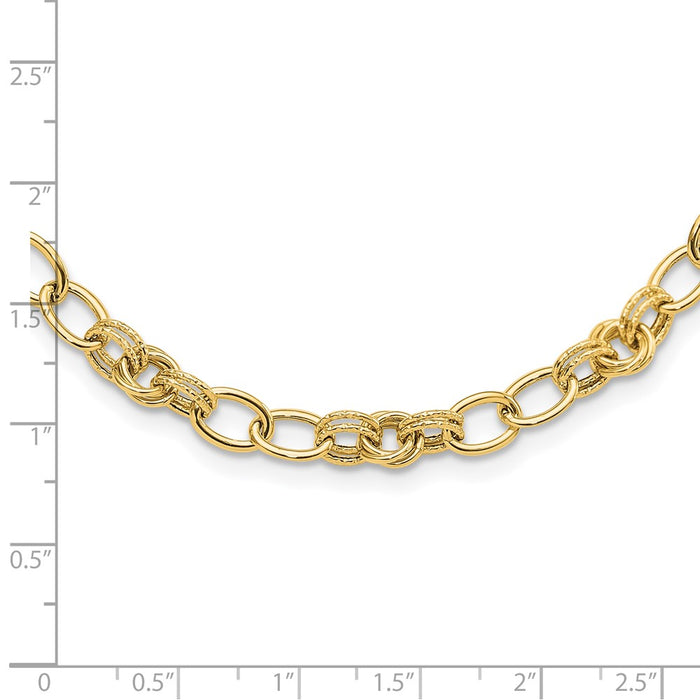 Shop 14K Gold Polished & Textured Elegant Link Necklace - Stylish Value!-4