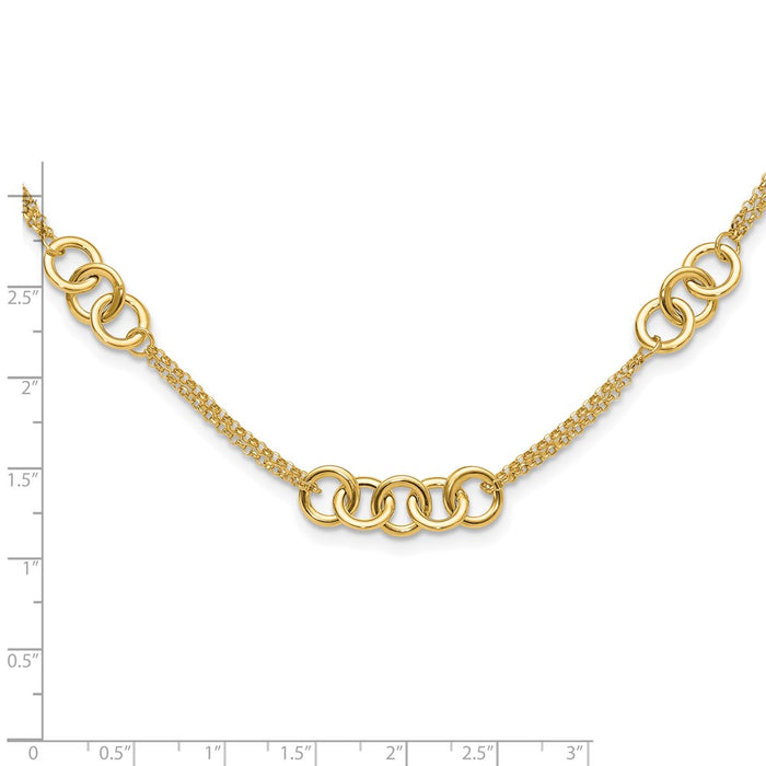 Buy Stylish 14K Polished Double Strand Interlinked Circle Necklace - 18" Length-4