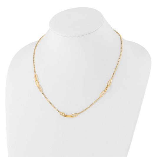 High-Quality 14K Gold Fancy Link Rope Necklace | Stylish Diamond Cut Accents