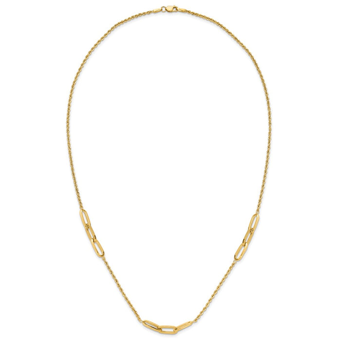 High-Quality 14K Gold Fancy Link Rope Necklace | Stylish Diamond Cut Accents-3