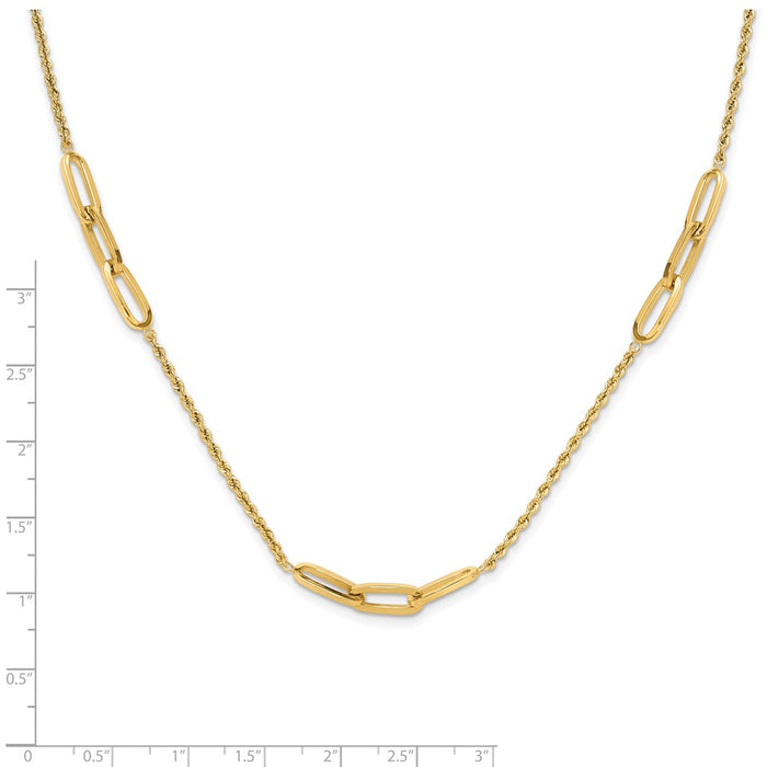 High-Quality 14K Gold Fancy Link Rope Necklace | Stylish Diamond Cut Accents-4