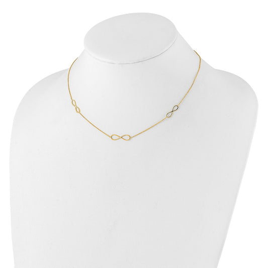 Shop 14K Gold Polished Infinity Station Necklace - 16" + 2" Extension, Stylish Value!