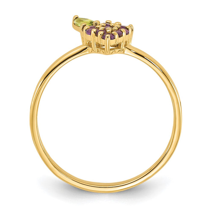 Exclusive 14K Gold Amethyst & Peridot Grape Cluster Ring - Stylish Value-2