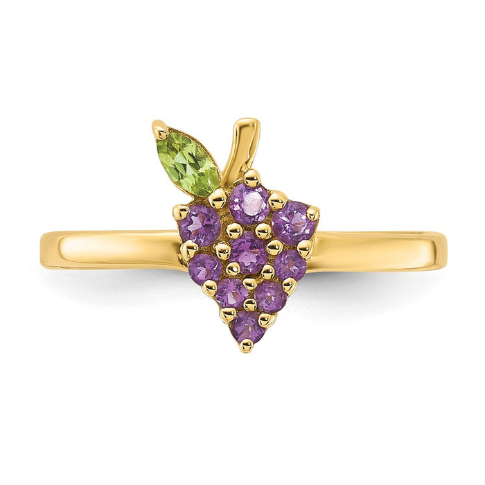 Exclusive 14K Gold Amethyst & Peridot Grape Cluster Ring - Stylish Value-4