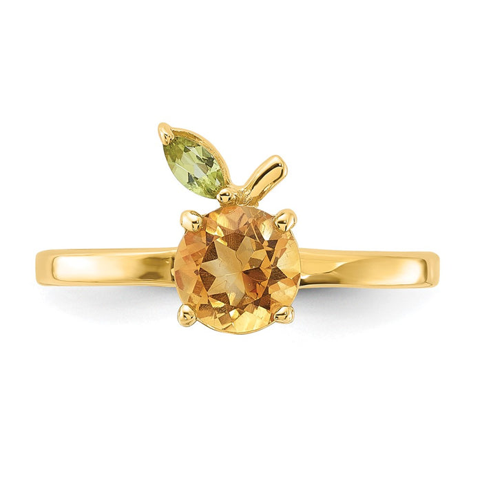 Shop Exclusive 14K Gold Orange Citrine & Peridot Ring - Stylish Gemstone Luxury-4
