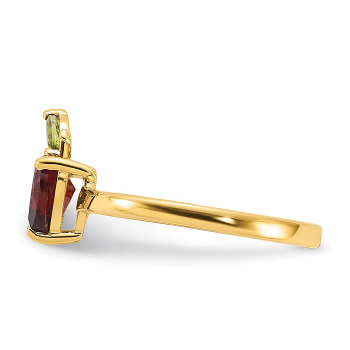 Exclusive 14K Gold Apple Ring with Garnet & Peridot Accents - Stylish Value-3