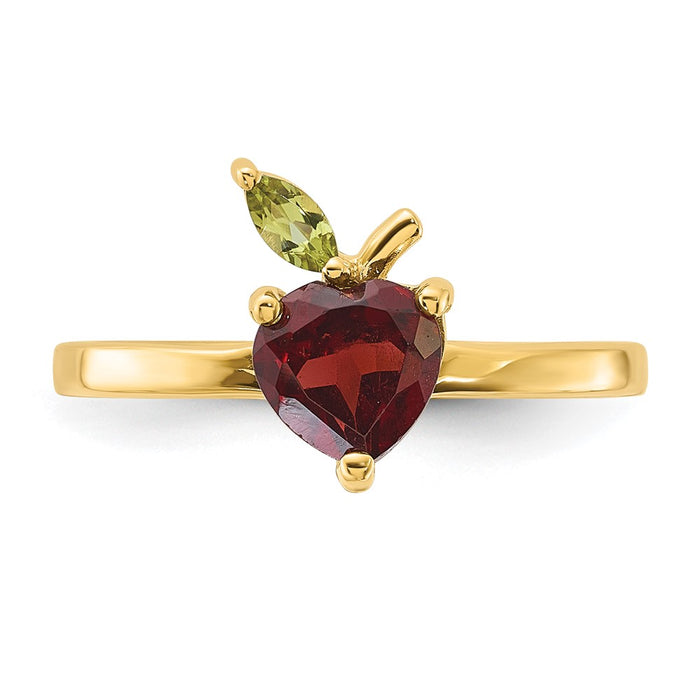 Exclusive 14K Gold Apple Ring with Garnet & Peridot Accents - Stylish Value-4