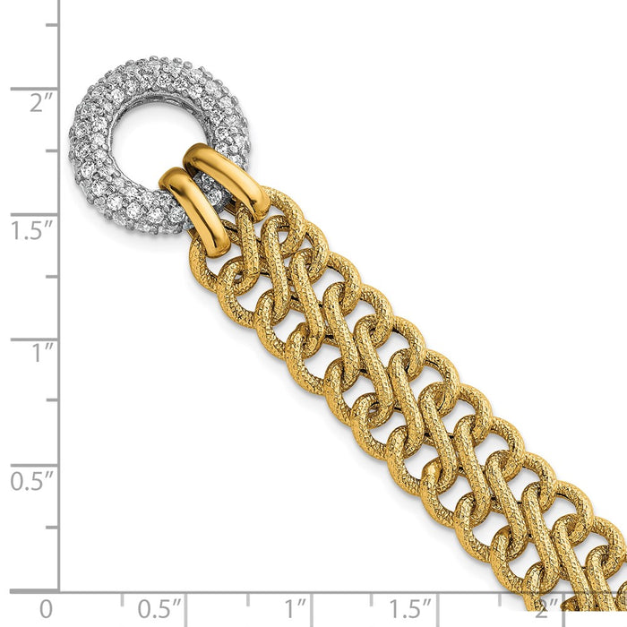 Exclusive 14K White Rhodium-Plated 12.25mm Textured Chain Bracelet - Stylish 7.5 Inches-5