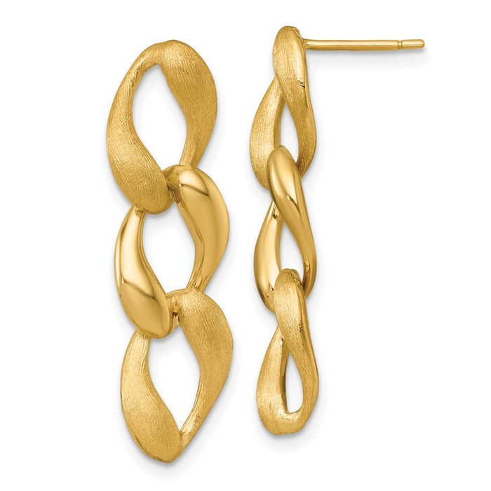 High-Quality 14K Gold 8.8mm Fancy Link Dangle Earrings - Stylish & Affordable!-1