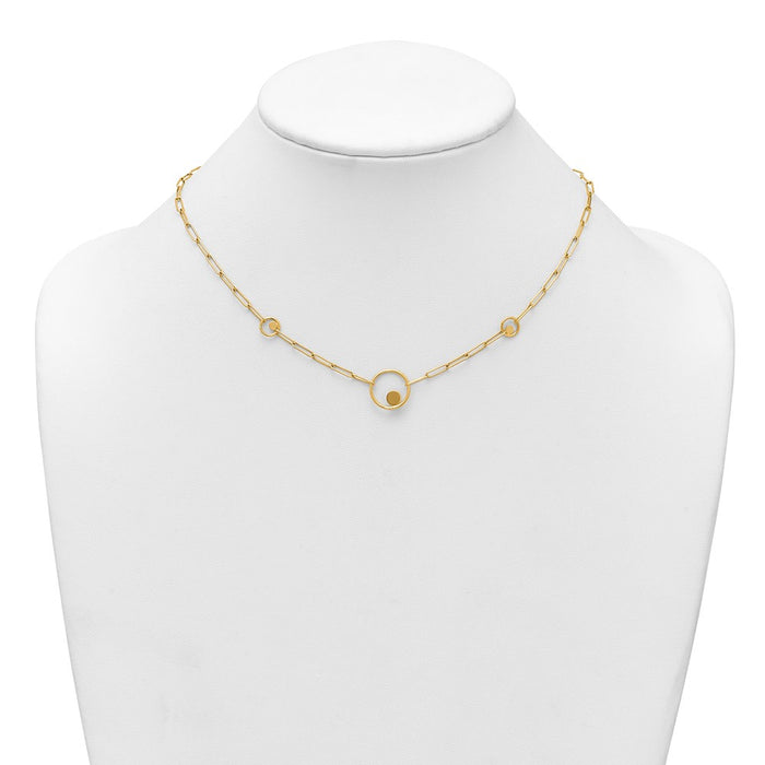 Shop 14K Gold Polished Circle & Paper Clip Link Necklace - 16.75" Stylish Value-3