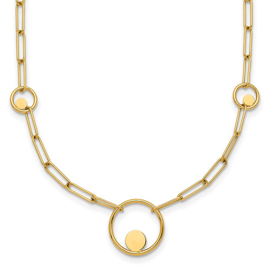 Shop 14K Gold Polished Circle & Paper Clip Link Necklace - 16.75" Stylish Value