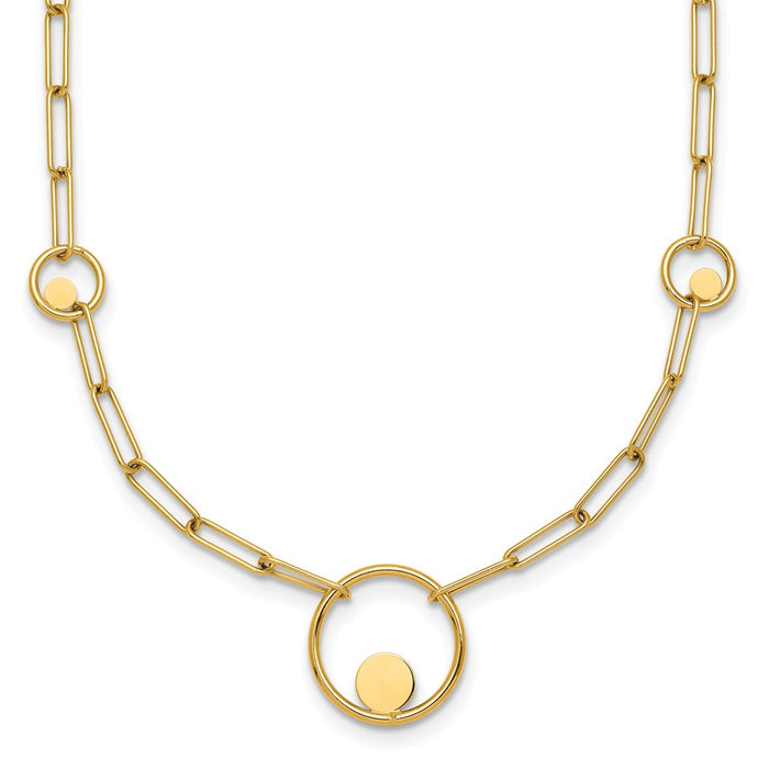 Shop 14K Gold Polished Circle & Paper Clip Link Necklace - 16.75" Stylish Value-1