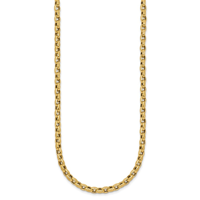 High-Quality 14K Gold Fancy Textured Rolo Link Necklace - 17.25 Inches, Stylish Value-2