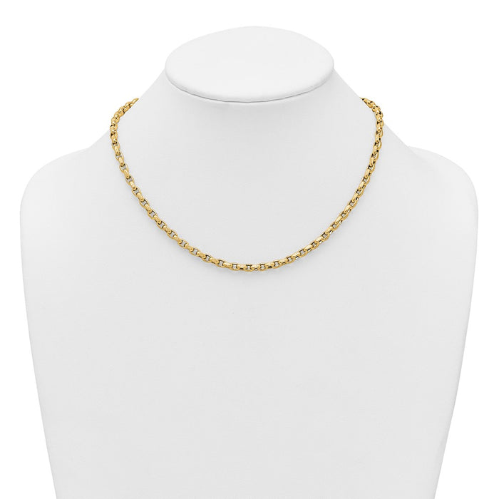 High-Quality 14K Gold Fancy Textured Rolo Link Necklace - 17.25 Inches, Stylish Value-3