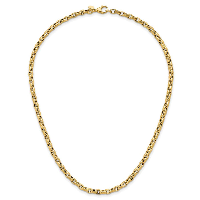 High-Quality 14K Gold Fancy Textured Rolo Link Necklace - 17.25 Inches, Stylish Value-4