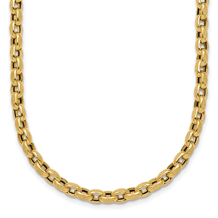 High-Quality 14K Gold Fancy Textured Rolo Link Necklace - 17.25 Inches, Stylish Value-1