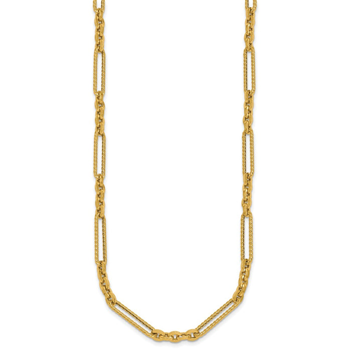 Exclusive 14K Gold Fancy Link Toggle Necklace - 18" Stylish Design, Affordable!-2