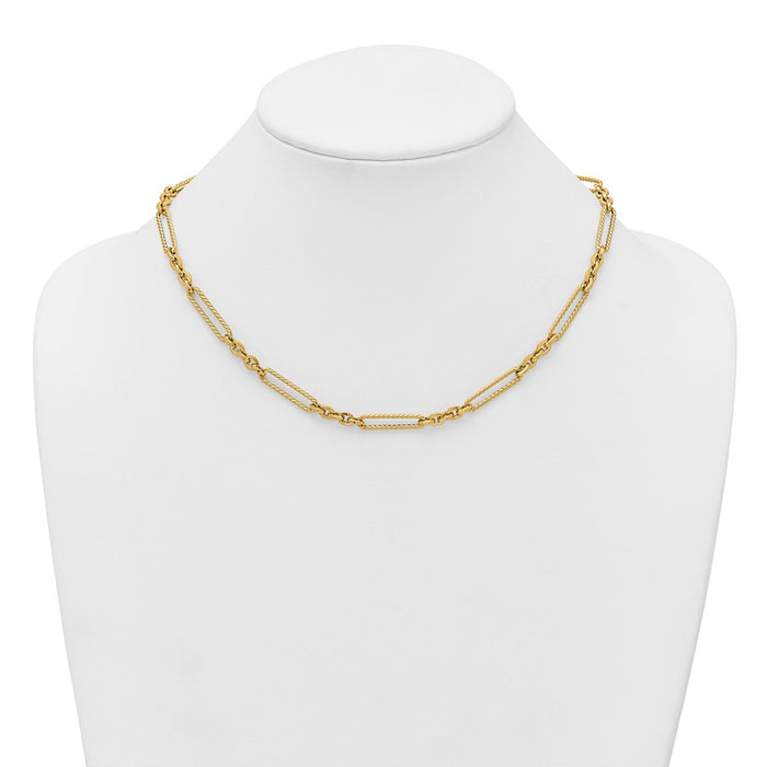 Exclusive 14K Gold Fancy Link Toggle Necklace - 18" Stylish Design, Affordable!-3
