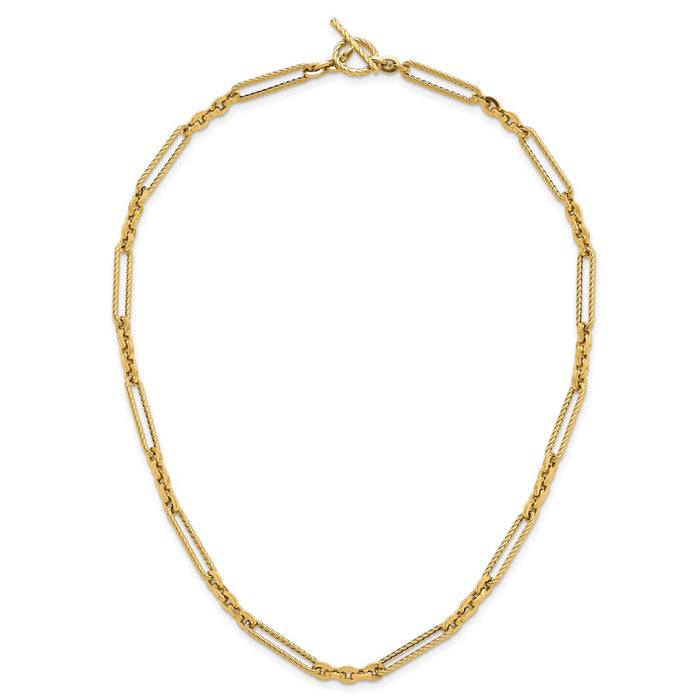 Exclusive 14K Gold Fancy Link Toggle Necklace - 18" Stylish Design, Affordable!-4