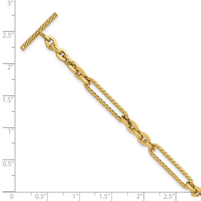 Exclusive 14K Gold Polished & Textured Fancy Link Bracelet - 7.5 Inches, Stylish Value-5