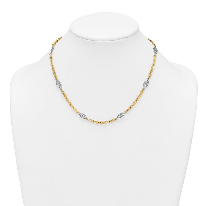 Shop 14K Two-Tone 6.5mm Fancy Cable Chain Necklace with Filigree Pendant-3